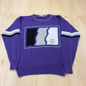 Vintage Aureus Sweater Mens XL Purple Tight Knit Crewneck Golf Pullover Casual